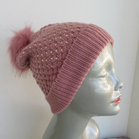 Lot of 2 beanie hats, one size, stretch, chunky & slouchy hat Pink, Multicolor - Picture 7 of 11